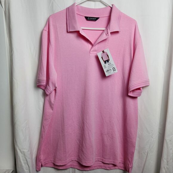 Men's Polo Pink Stretch Moisture Wicking Pique Large Classic Fit NWT - Picture 1 of 9